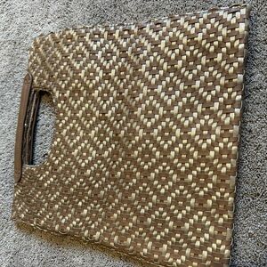 Anthropologie-Woven Gold and Brown Tote Bag